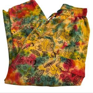 Mushroom tie dye groovy Rising International baggy elastic waist casual pants